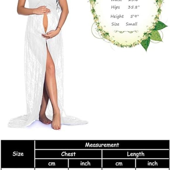 Strapless See Through Lace Maternity Photography Gown Split Front Dress SIZE M - Picture 5 of 5